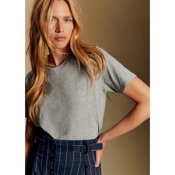 Sezane Tops - Sezane Conrad Cotton Short Sleeve Round Neck T-Shirt Mottled Gray Women's Small